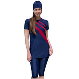 Muslim Bathing Suits Swimsuit Women Short Sleeve Stitching Swimsuit Beach Swimsuit Sun Protection Beachwear
