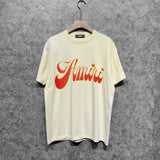 Amiri t shirts flame gold letterprinting short sleeves