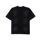 Hip-hop t shirts american high street rock and roll rap distressed retro short-sleeved t-shirt loose round neck half-sleeve