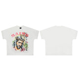 saint m t shirts s.m. character & floral print crew neck pullover short sleeve top