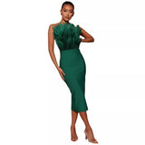 Women Dresses Bandage Dress Feather Backless Slim Fit Banquet Party Dress Skirt (Ont0408)