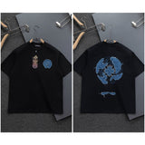 Ch hip-hop t shirts high version ch short sleeve sanskrit embroiderloosecasualpure cotton american heavy weight short sleeve men