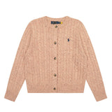 Rl ralph lauren pony crewneck color block wool knit cardigan - women's autumn/winter star dot sweet socialite casual outerwear
