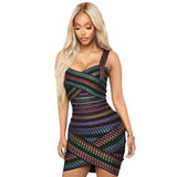 Women Dresses Striped Bandage Dress Banquet Party Dress Skirt (Ont0408)