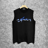 Amiri tank top blue art word printing