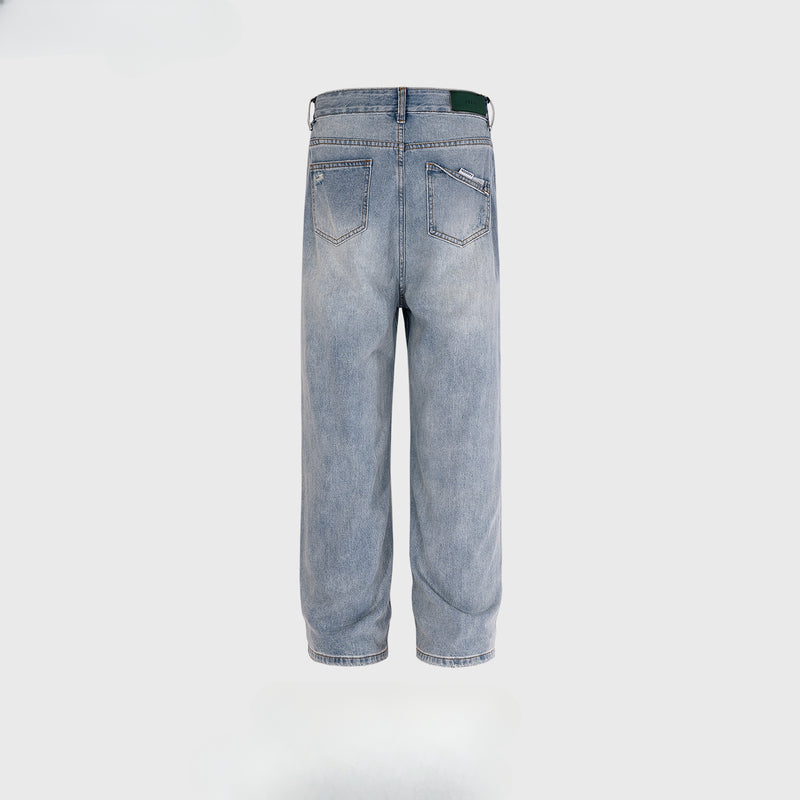 MIJKO Men's Vintage Pants MIJKO Straight Pants Men's and Women's Washed Jeans