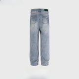 MIJKO Men's Vintage Pants MIJKO Straight Pants Men's and Women's Washed Jeans