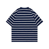 Hip-hop t-shirts, american high street hell retro ins minimalist striped print short sleeve t-shirt summer top trendy half sleeve