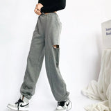 Women Sweatpants Reflective Letter Sports Pants Sweatpants Loose Casual Harem Pants