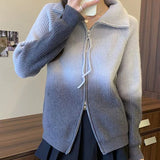 Women Knitwear Fall and Winter Lapels Sweaters Cardigan