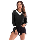 Women Knitted Sweater Autumn and Winter V-neck Women's Loose Sweater Long Sleeve Bottoming Sweater