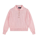 Rl ralph pony wool sweatersweatertopsknittingfall and winterpolo collarcasualpullover macaron couple