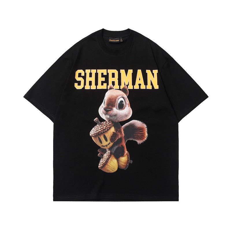 Drew house tshirt r d@ew cartoon squirrel series crew neck pullover short sleeve wholesale single piece