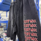 Saint m t pants s.m letter print design washed distressed athletic shorts