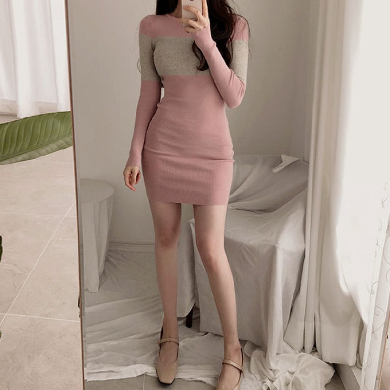 Women Maxi Dress Fall/Winter Slim Hip Stretch Knitted Dress