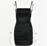 Women Dresses Sexy Suspenders Backless Sheath Dress Evening Gown (Bla0420)