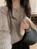 Women Knitwear Autumn and Winter Hollow-out Two-Button Sweater Loose Sweater