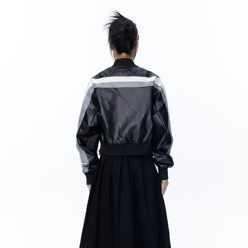 Unisex Jacket Autumn Pu Stitching Closed Jacket