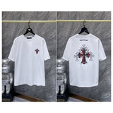 Ch hip-hop t shirts ch high street cross heavy industry handmade patch embroidery willow short sleeve loosecasualpure cotton american style