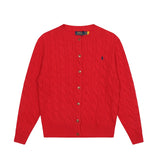 Macaron color rl ralph pony casualsweetcardigan women's fall and winter dopamine round neck cardiganknitting wool sweater