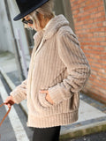 Women Trench Coat Lapel Long-Sleeve Zipper Mid-Length Double-Sided Plush Coat
