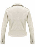 Women Leather Jacket Spring Locomotive Style PU Leather Coat Women's Slim Short Zip Jacket