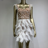 Women Dresses Party Dress Beaded Sequins Feather Hip Skirt (Otn202404)