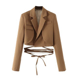Women Suits Spring and Autumn Suit Sexy Long Sleeve Slim Fit Midriff-Baring Bandage Small Top