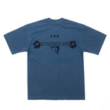 Hip-hop t-shirts: american high street dream letter print denim blue washed vintage short sleeve tee - trendy tee