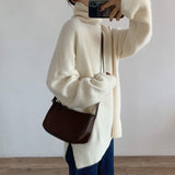 Women Knitted Pullover Red Sweater Turtleneck Coat Loose Sweater
