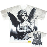 Hip-hop t shirts american high street angel printing distressed washed retro short-sleeved t-shirt loose half-sleeved t
