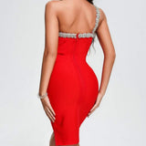 Women Evening Dress Bandage Sexy Dress V-neck Gauzy Gown