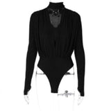 Women Jumpsuit Spring Sexy V-neck Slim-Fit Long Sleeve Jumpsuit