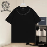 Ch hip-hop t-shirts: front and back appliqué embroidery, heavy-duty craftsmanship, american casual style, versatile, high-street trendy