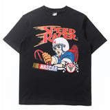 Hip-hop t-shirts: american street style graphic tee - cartoon racer print, relaxed fit, trendy top
