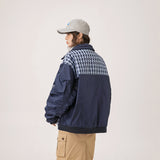 Unisex Jacket Winter Houndstooth Casual Patchwork Cotton-Padded Coat