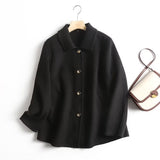 Women Woolen Coat Lapel Classic Style Woolen Blazer Autumn and Winter Loose Cardigan