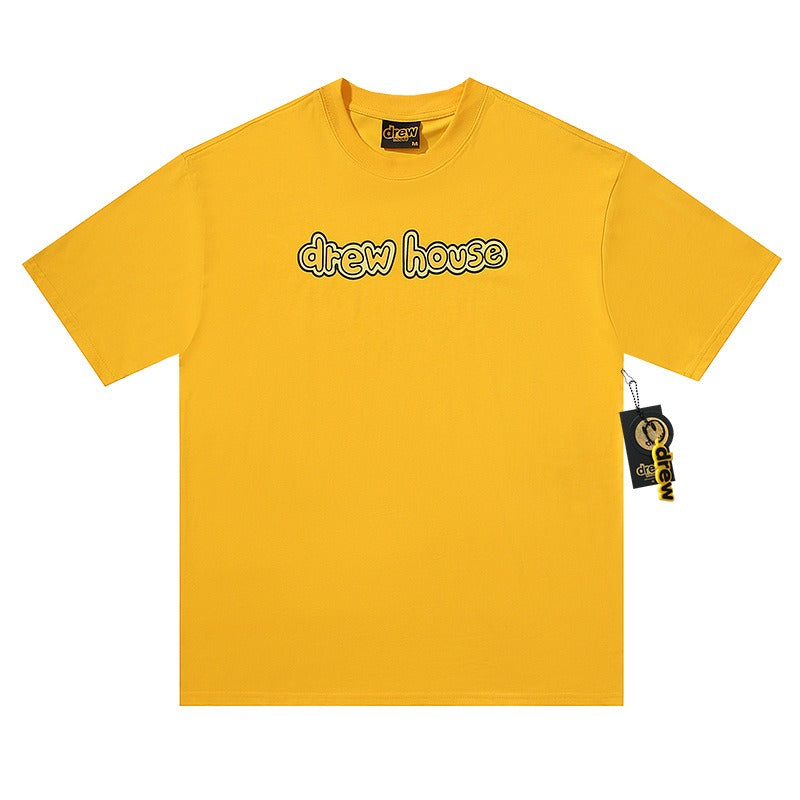 Drew house tshirt r d@ew rubber stripe letter graphic crew neck pullover short sleeve wholesale single piece