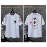 Ch hip-hop t shirts american chcolorful cross leather sanskrit horseshoe short sleeves loosecasualeasiest for match