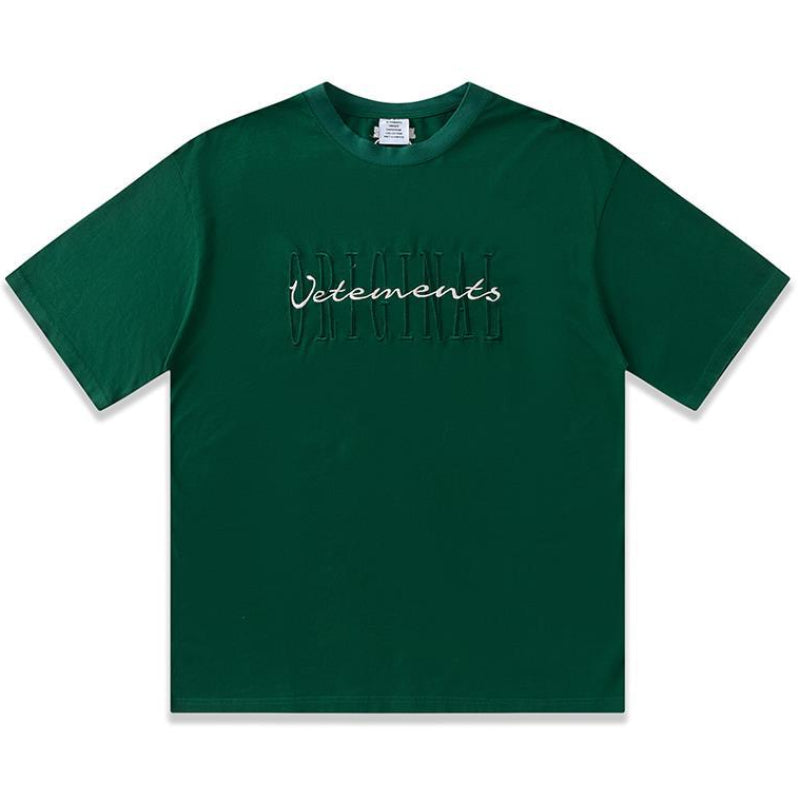 Vetements T Shirts VTM Werther Cute Embroidered Letter Casual Loose Short Sleeves T-shirt