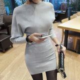 Women Dresses Long Sleeve Narrow Short Skirt Knitted Skirt