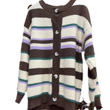 Women Knitted Cardigan Autumn and Winter Loose Striped Retro Rainbow Knitted Cardigan