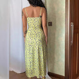 Women Dresse Lace Dress Open-Leg Suspender Dress V-neck Slim Fit Long Dress