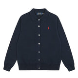 Dopamine macaron color autumn/winter rl small malafit polo collar knit cardigan women's couple's wool sweater
