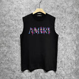 Amiri tank top pink flower letterprinting