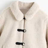 Women Jacket Autumn and Winter Leisure Fleece Short Jacket Lapel Furry Coat
