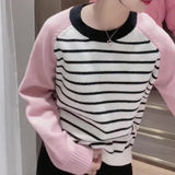 Women Knitwear Autumn and Winter Striped round Neck Sweater Loose Sweater
