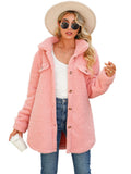 Women Trench Coat Fall and Winter Lapels Long Sleeve Loose Breasted Plush Jacket