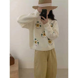 Women Knitwear Autumn and Winter Embroidery Knitwear Loose Sweater