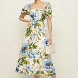 Women Dresses Summer Vintage Bow Short Sleeve Dress (Xds0414)
